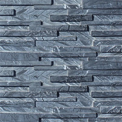 Dekoracyjny, skumulowany kamień 3D z czarnego marmuru z drewnianymi żyłkami JRED-025